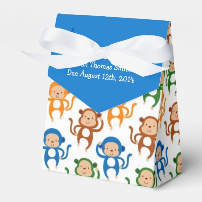 Colourful Monkey Theme Baby Shower Favour Box (Front Side)