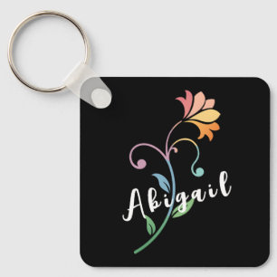 Colourful Mono Simple Flower Black Key Ring