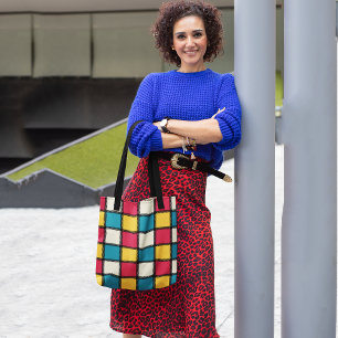 Colourful Monochrome Checks Tote Bag