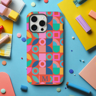 Colourful Monogram Geometric Personalised  Name iPhone 15 Pro Max Case