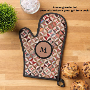 Colourful Monogram Initial Patchwork Quilt Pattern Oven Mitt
