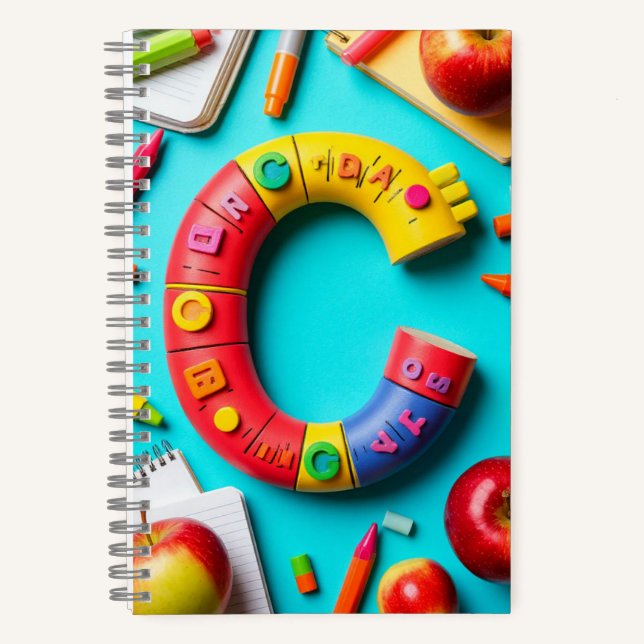 🎒 Colourful Monogram Letter School Alphabet Set � Notebook (Front)
