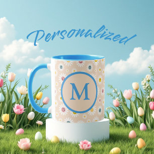 Colourful Monogram Smiling Daisy personalised Mug