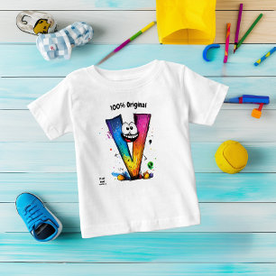 Colourful Monogram V – Fun and Customisable Design Baby T-Shirt