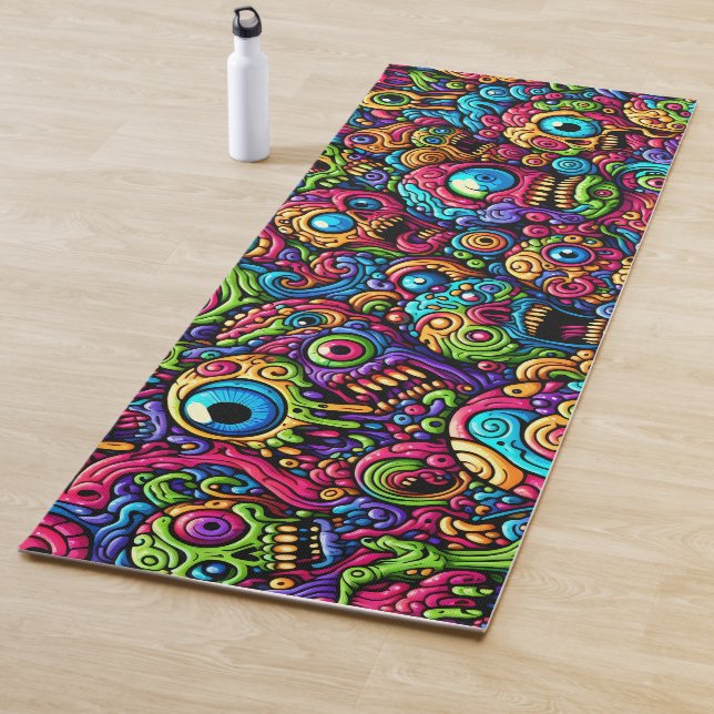 Colourful Monster Pattern Yoga Mat (In Situ)