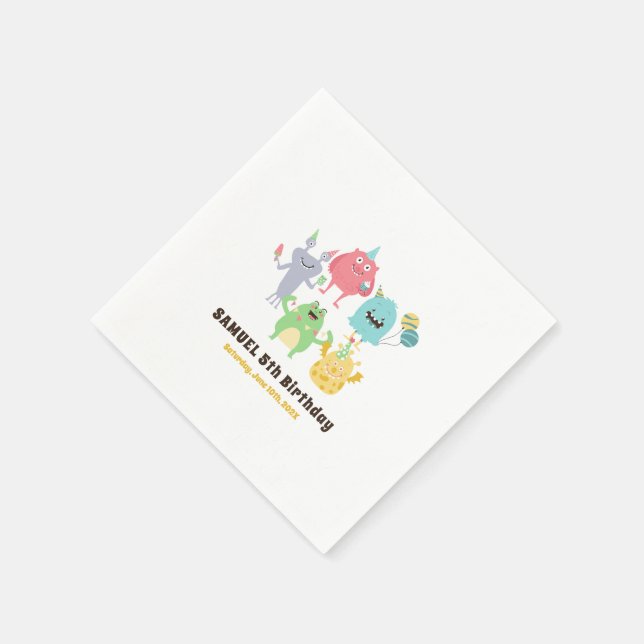 Colourful Monster Theme Kids Birthday Party Napkin (Corner)