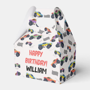Colourful Monster Trucks Racing Kids Birthday Part Favour Box