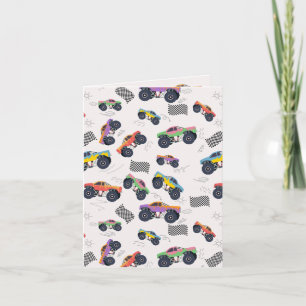 Colourful Monster Trucks Racing Kids Pattern Card