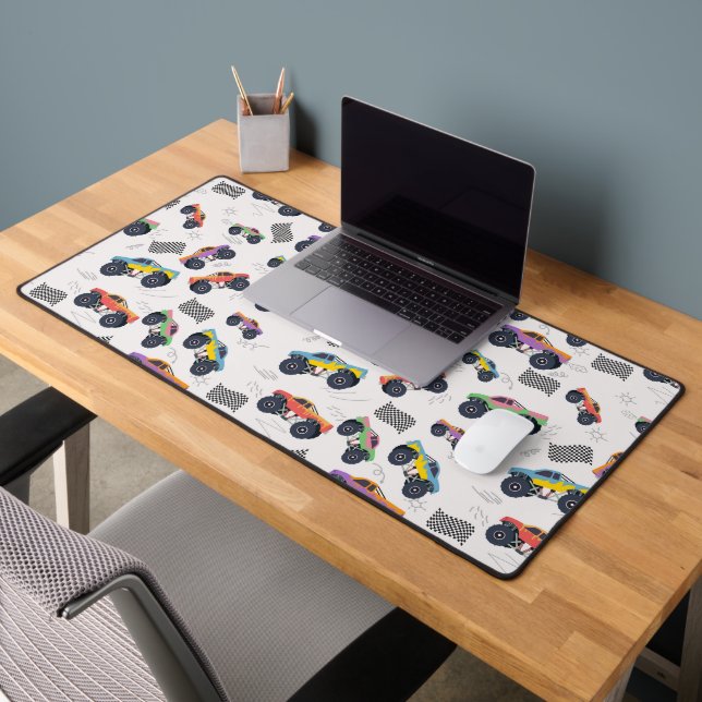 Colourful Monster Trucks Racing Kids Pattern Desk Mat (Office 2)