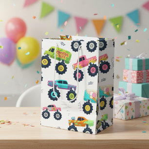 Colourful Monster Trucks Watercolor Medium Gift Bag