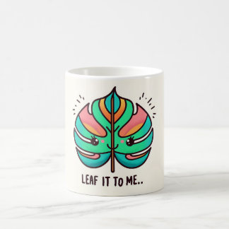 Colourful monstera leaf coffee mug