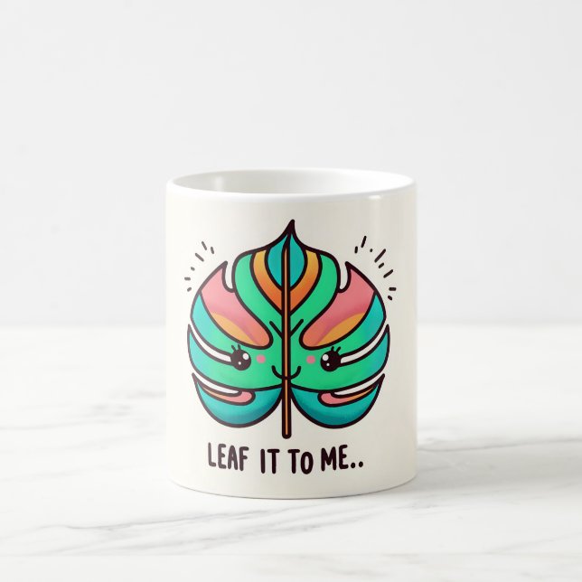Colourful monstera leaf coffee mug (Center)