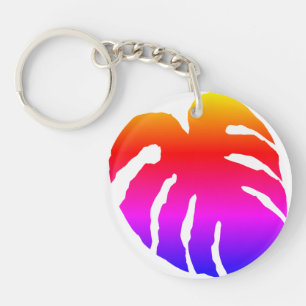 Colourful Monstera Leaf  Key Ring