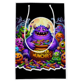 Colourful monsters with candy Halloween  Medium Gift Bag
