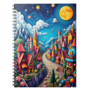 Colourful Moonlit Candy Land & Magical Village Notebook