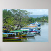 Colourful Moored River Boats Negril Jamaica Photo