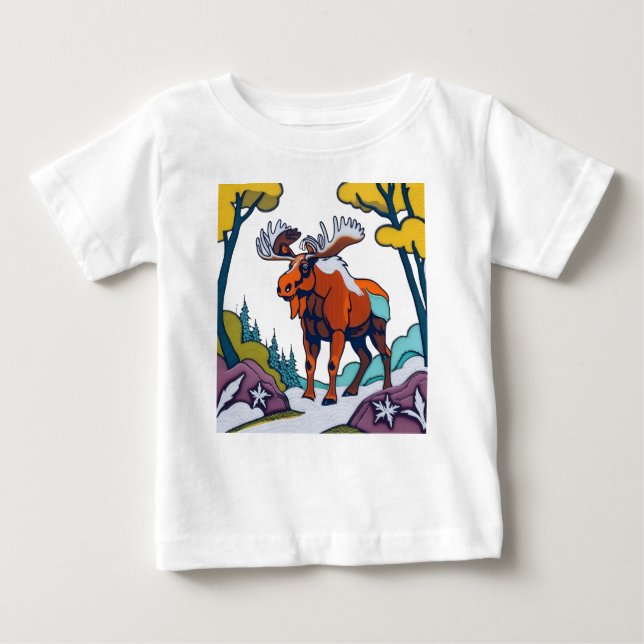 Colourful Moose Art T-Shirt  (Front)