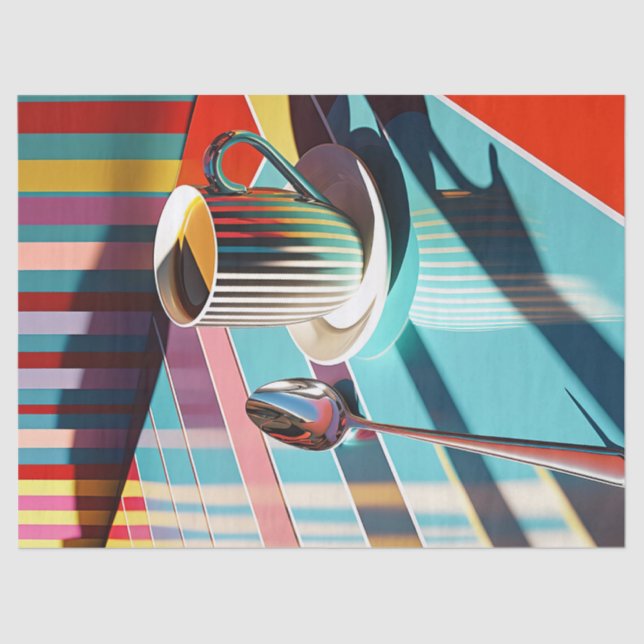 Colourful Morning Coffee, Diner design  Tissue Paper (Front)