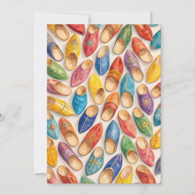 Colourful Moroccan Babouche Slippers Invitation (Front)