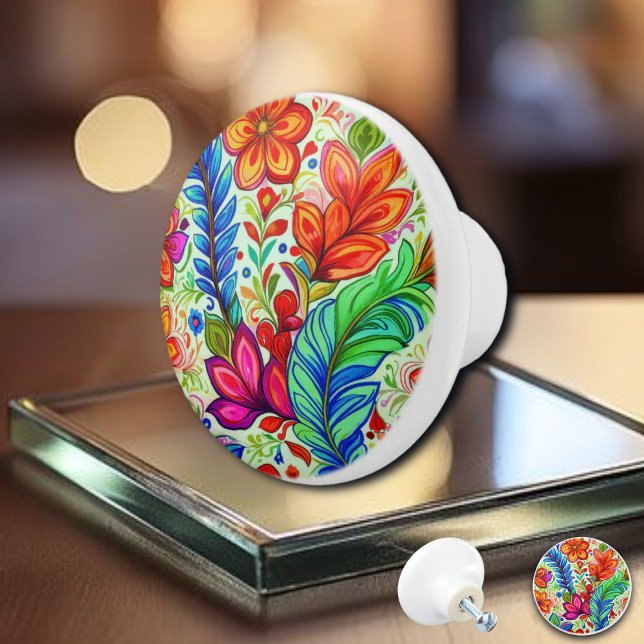 Colourful Moroccan-inspired Floral Pattern Ceramic Knob (Creator Uploaded)