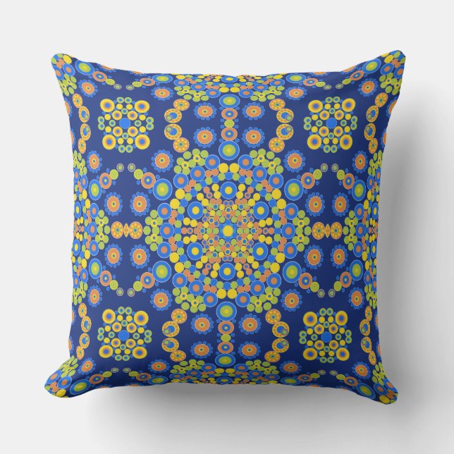 Colourful Moroccan Mosaic  Outdoor Pillow (Front)