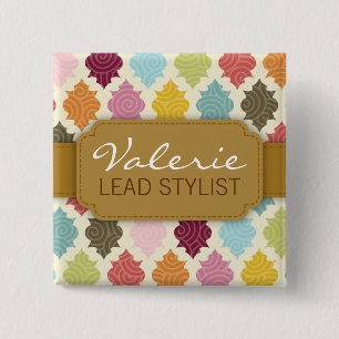 Colourful Moroccan Quatrefoil Custom Name Badge
