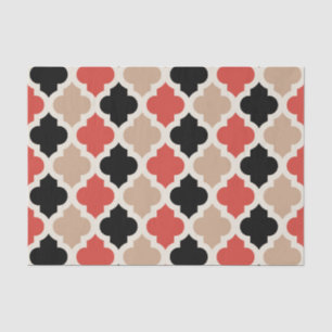 Colourful Moroccan Quatrefoil Lattice Pattern Tissue Paper