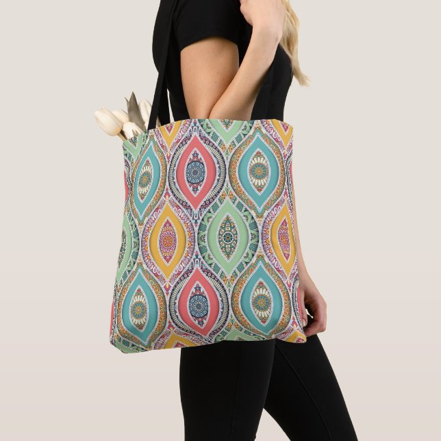 Colourful Moroccan style mandalas Tote Bag (Close Up)