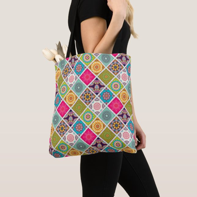 Colourful Moroccan style mandalas Tote Bag (Close Up)