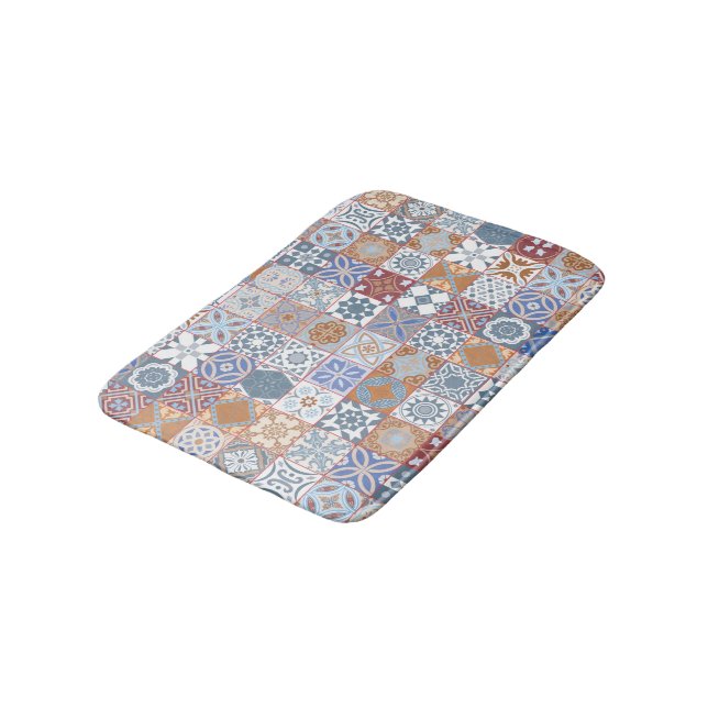 Colourful Moroccan tile Bath Mat (Angled)