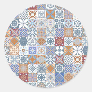 Colourful Moroccan tile Classic Round Sticker