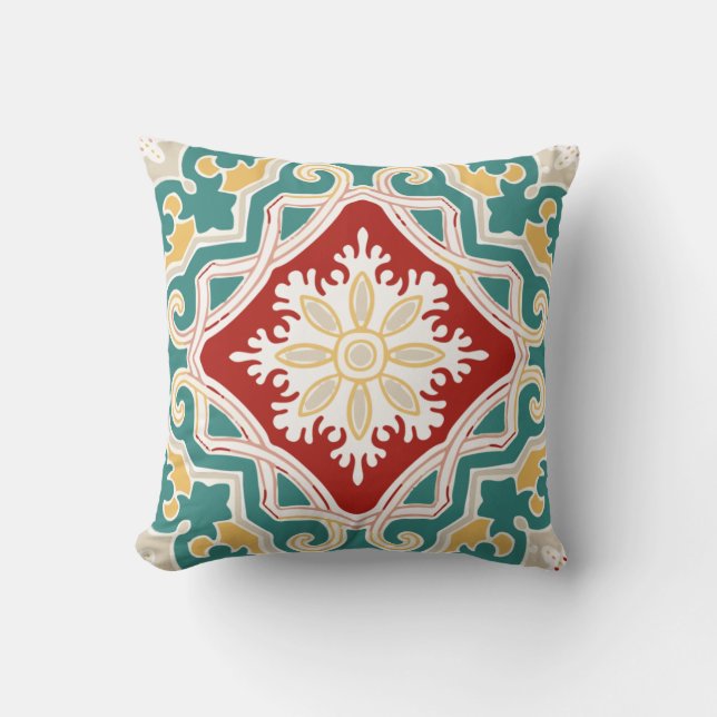 Colourful Moroccan Tile Cushion (Front)