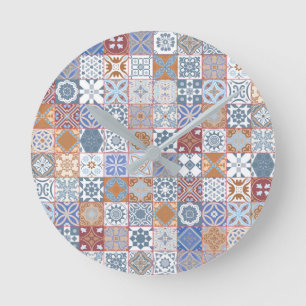 Colourful Moroccan tile Round Clock