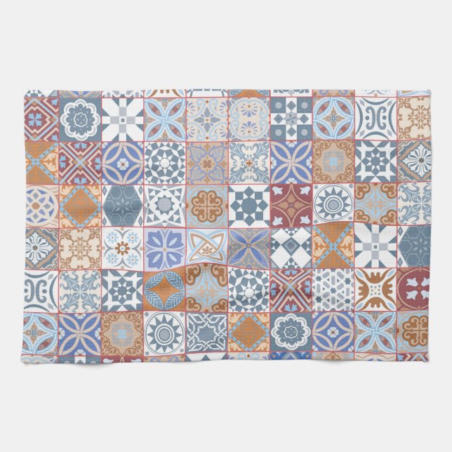 Colourful Moroccan tile Tea Towel (Horizontal)