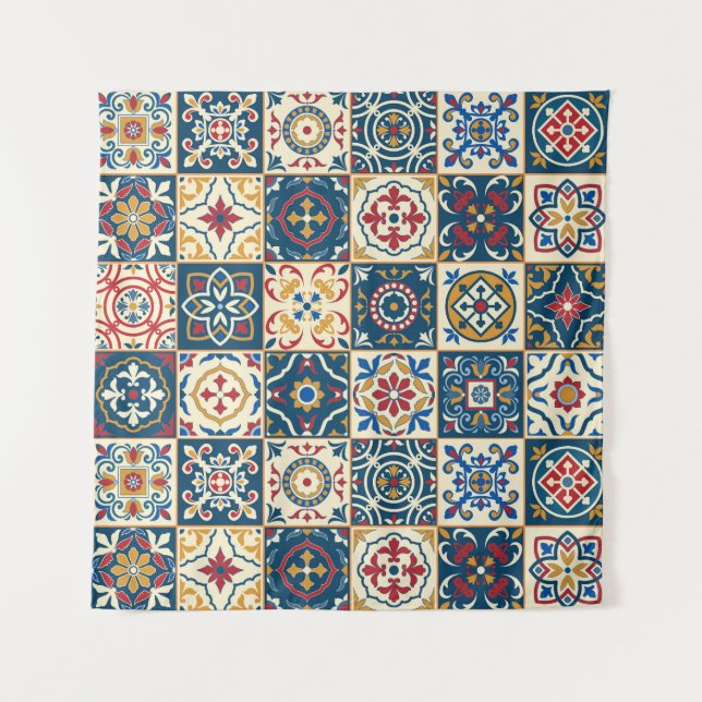 Colourful Moroccan tiles, gorgeous seamless patter Tapestry (Front)