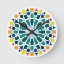 Colourful moroccan tiles Wall Clock