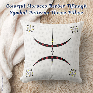 Colourful Morocco Berber Tifinagh Symbol Patterns Cushion
