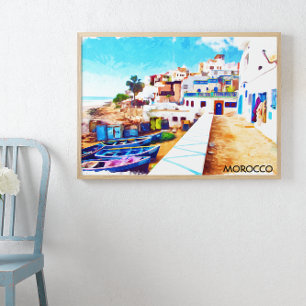 Colourful Morocco Travel Watercolor Poster