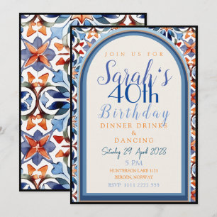 Colourful Morrocan Geometric Tile Birthday Invitation