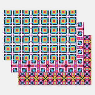 Colourful Mosaic Abstract Op Art Geometric Pattern Wrapping Paper Sheet