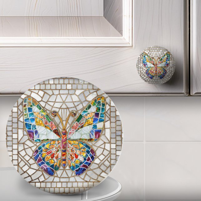Colourful Mosaic Butterfly  Ceramic Knob (Creator Uploaded)