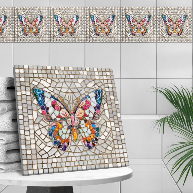 Colourful Mosaic Butterfly  Ceramic Tile (Creator Uploaded)