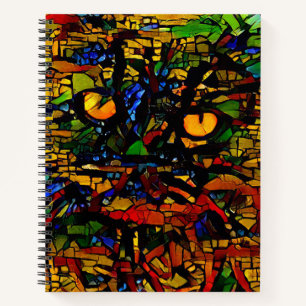Colourful Mosaic Cat Art Prin Notebook
