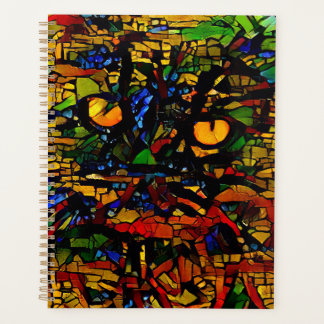 Colourful Mosaic Cat Art Prin Planner