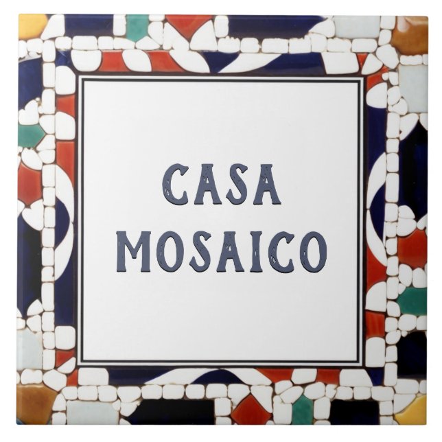 Colourful Mosaic Custom Building House Name Plaque Ceramic Tile (Front)