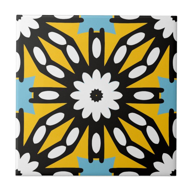 Colourful Mosaic Geometric Modern Ethnic Pattern Ceramic Tile (Front)