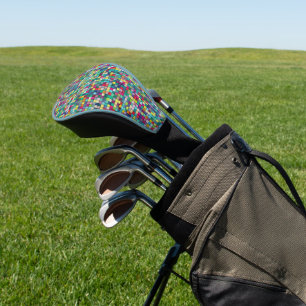 Colourful mosaic, geometric squares pattern golf head cover