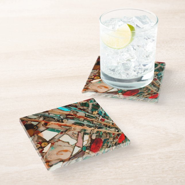 Colourful Mosaic Glass Coaster (Angled)