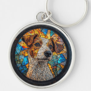 Colourful Mosaic Jack Russell Terrier Dog Key Ring