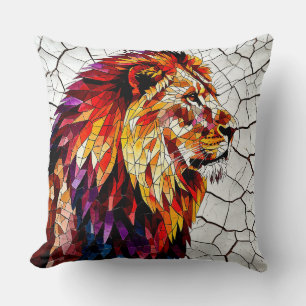 Colourful Mosaic Lion Sculpture Cushion